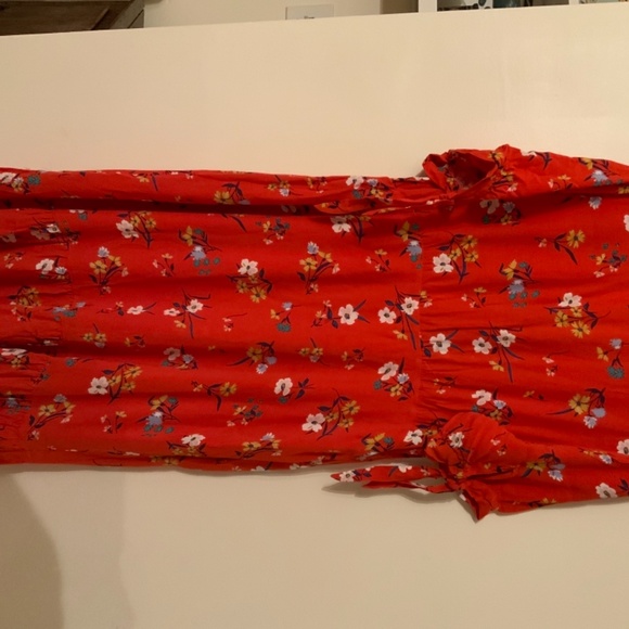 ANTHROPOLOGIE /Maeve floral V-neck rayon dress/tie sleeves/NWT/14 - Picture 6 of 7